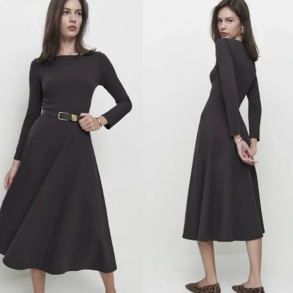 Reformation Wiley Stretch Organic Cotton Blend Fit & Flare Midi Dress Size XS - Picture 2 of 16